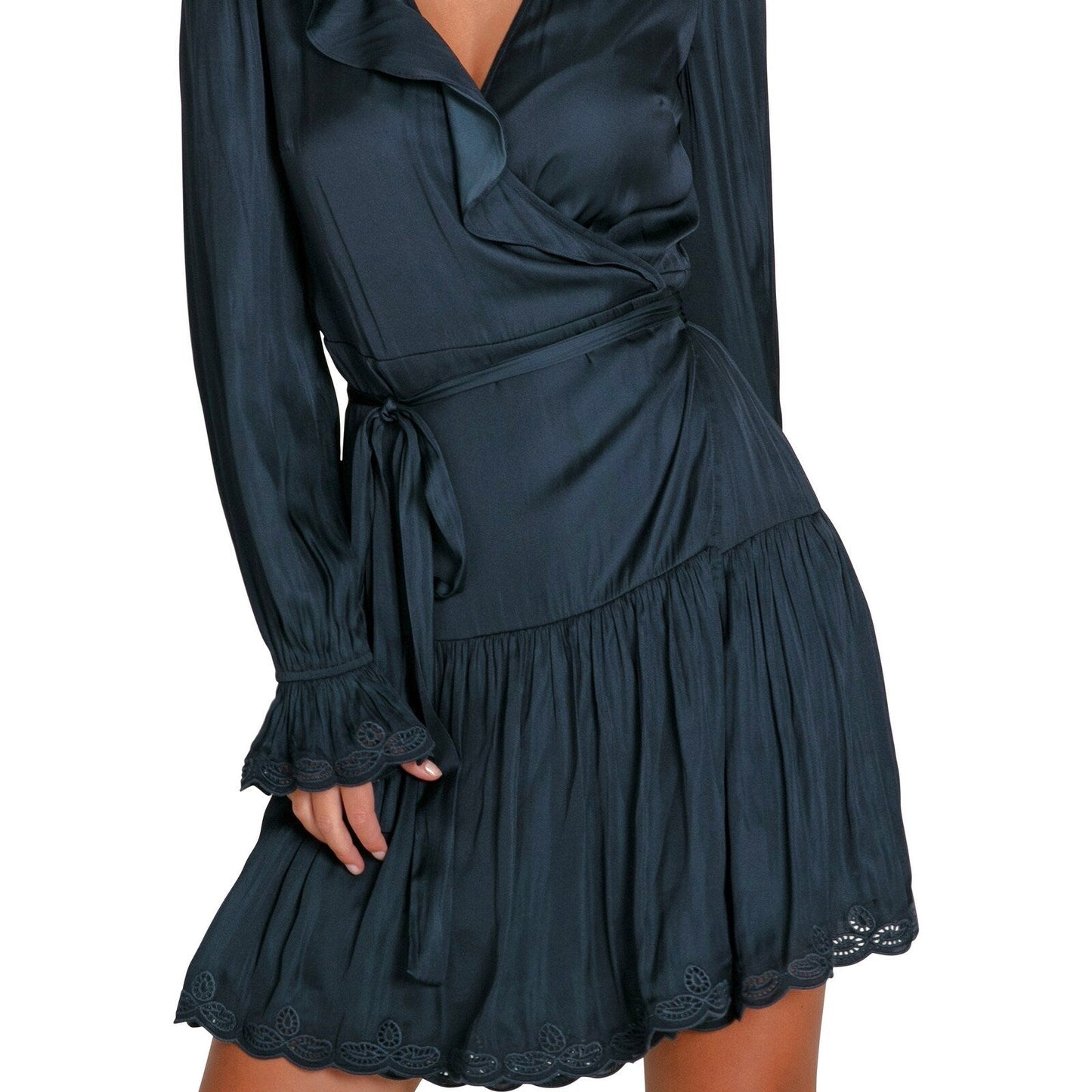 Wild Flower Embroidered Wrap Dress